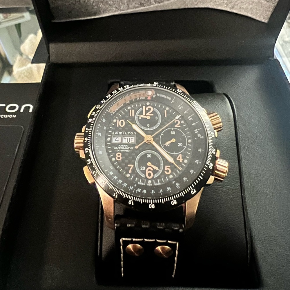 HAMILTON Khaki Aviation X-Wind Automatic Chrono Watch H776961 Rose Gold Plated